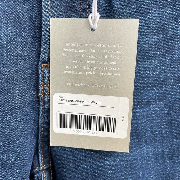 Everlane Jeans Ankle Mid-Rise Skinny Stretch Blue Denim Size 23 Sustainable NWT - Picture 7 of 9